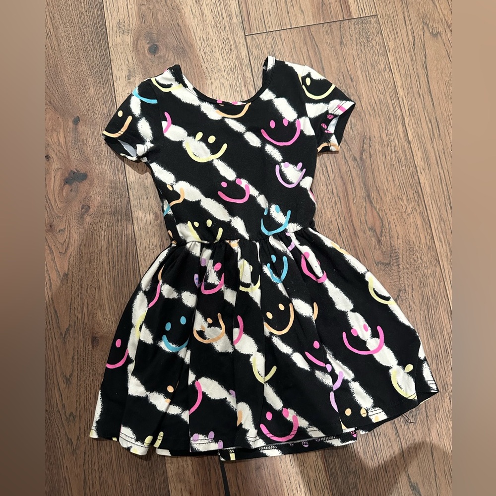 Pixie Lane Tie black smiley face skater twirl dress size 3
